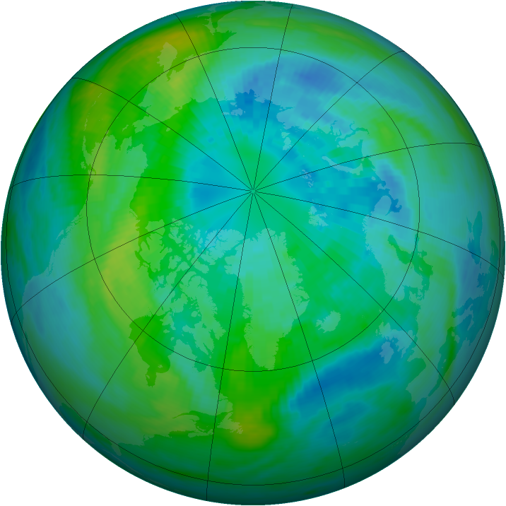 Arctic ozone map for 01 October 1991